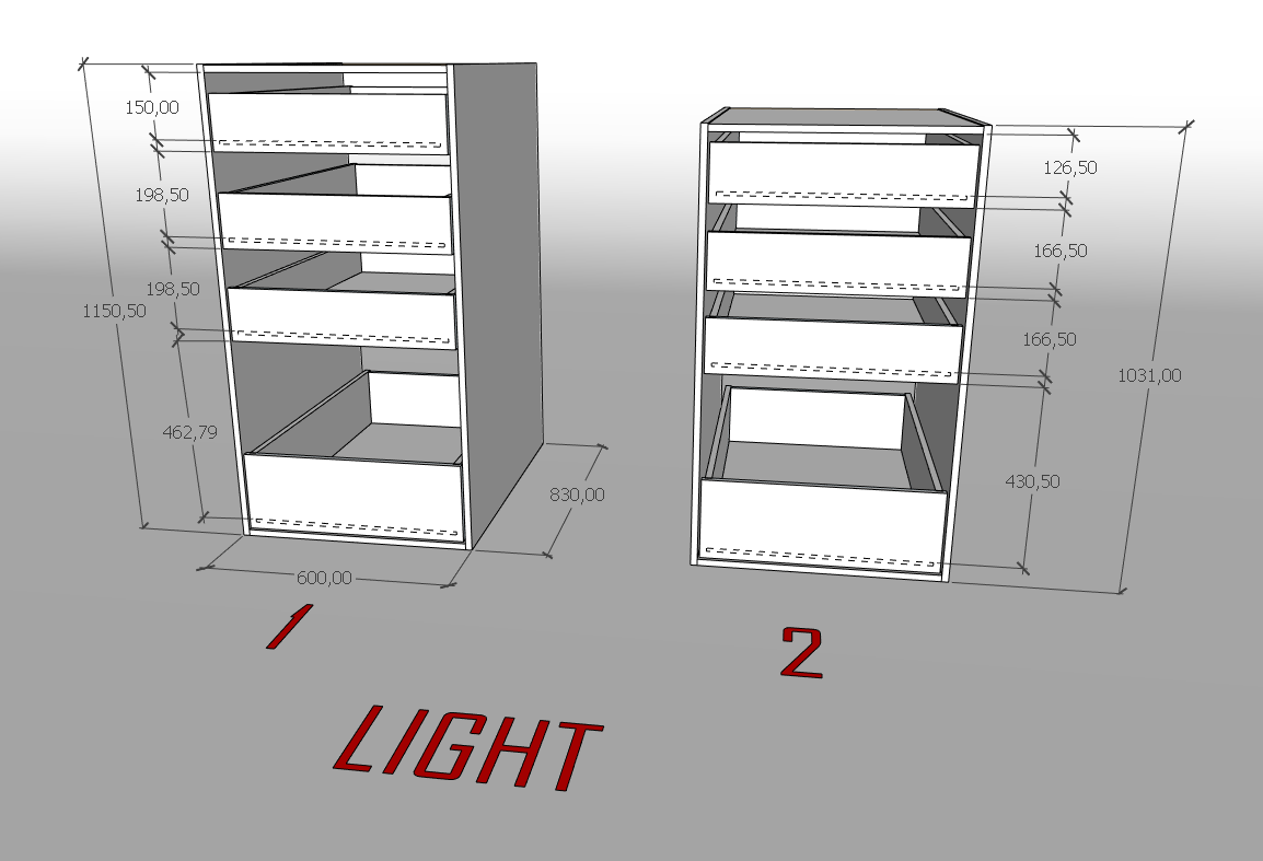 Beispiel: Sonder Anf. LIGHT Tiefe 83 cm